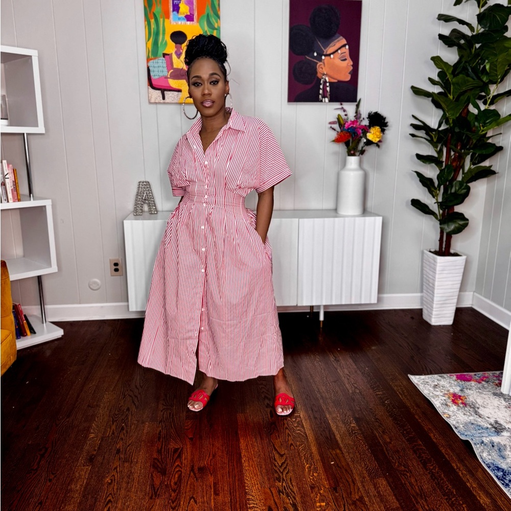 Striped Red Button Down Dress